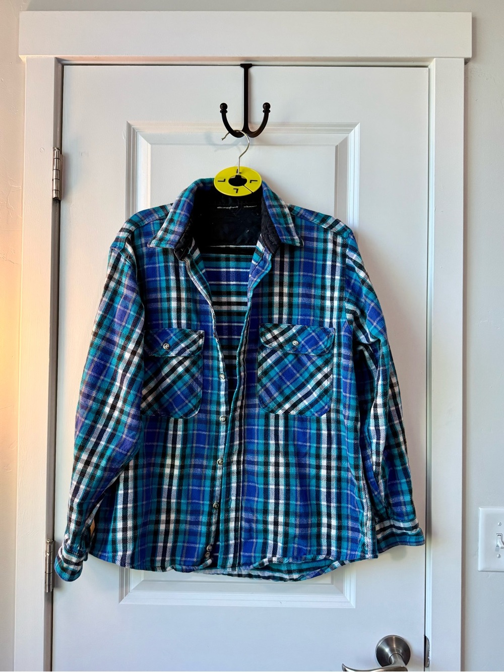 Vintage Blue Plaid Flannel Shirt Jacket